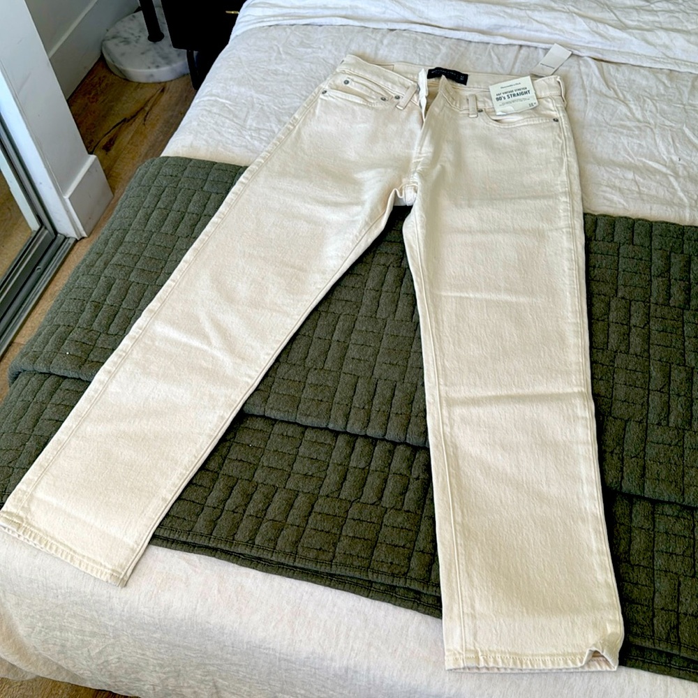 Abercrombie & Finch Men’s Cream Straight Leg Pants, W: 32 L: 30